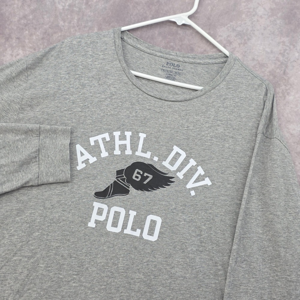 Polo Ralph Lauren Sweatshirt Mens XL Gray ATHL DIV 67 P Wing Crewneck Street